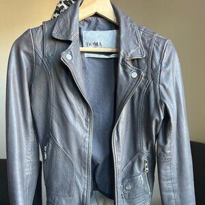 DOMO Grey Leather Women's Jacket